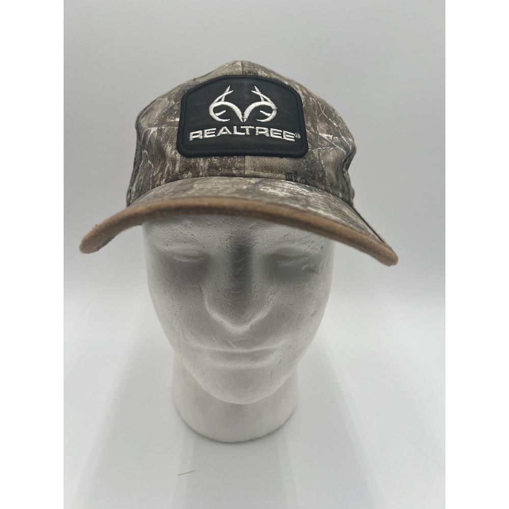 Realtree Camo Adjustable Hunting Hat Brown Trim Logo Patch Outdoor Cap OSFM